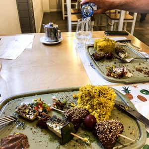 Falafel curry rice & tofu  at Malak in Santiago De Compostela