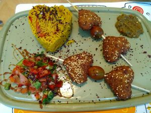 Falafel skewers at Malak in Santiago De Compostela