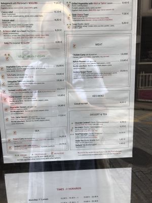 Menu at Malak in Santiago De Compostela
