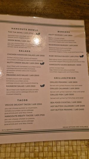 Lots of options on the menu that can be vegan at The Hangout - Hiriketiya in Southern Province