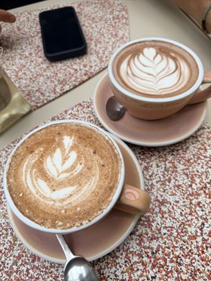 Hot cocoa and chai latte   at Gather Porto in Porto