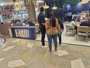 The entrance to the cafe at Earth Cafe in Mumbai