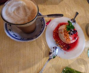 Vegan malabi!!! at Caffe Kaymak in Tel Aviv