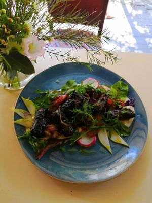 Wine leaves at Caffe Kaymak in Tel Aviv