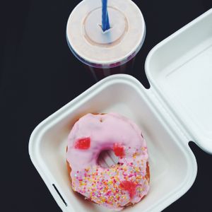 Strawberry Caramel Milkshake and Turkish Delight Donut at Cherry Darlings Bakehouse in Adelaide