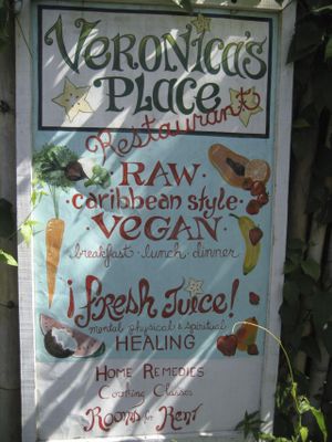 front sign, December 2013 at Veronica's Place in Puerto Viejo De Talamanca