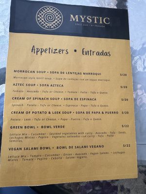 Menu  at Mystic by Prasada Pisac in Cuzco