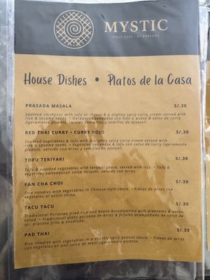 Menu  at Mystic by Prasada Pisac in Cuzco