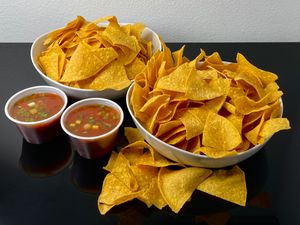 a single order of chips + salsa (plated at home) at El Chupacabra - West in Seattle