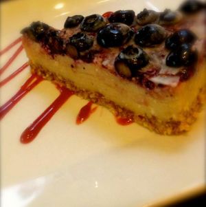 raw vegan blueberry pie at GustOrganics in New York City