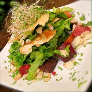 roasted beet salad  at GustOrganics in New York City