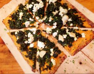 sweet potato garlic kale tofu pizza at GustOrganics in New York City