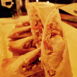 this version of veg spring rolls - yummy! at Pad Thai in Santiago