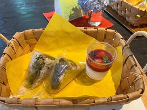 rice sandwiches and dessert at Hibino Cafe AGT in Sapporo