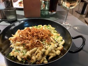 Classic vegan cheese spaetzle   at Pia's Wohlleben – Hausgemachte Bio-Spätzle: klassisch, vegan & mehr in Wien