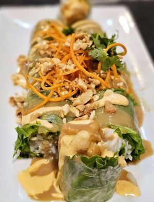 Crispy vegan spring roll - ask for the vegan menu at Pho Momma in Sacramento
