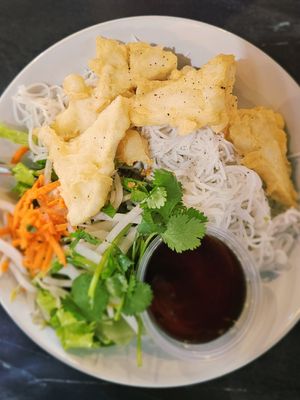 Vermicelli bowl with crispy tofu - ask for the vegan menu at Pho Momma in Sacramento