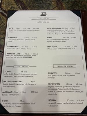 Menu   at Fosko Coffee Barre in Pensacola