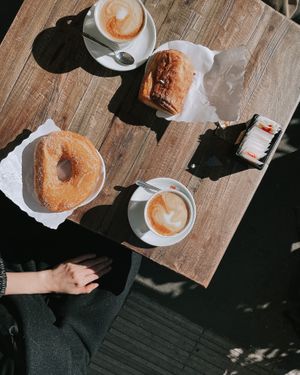 vegan Donut (super tasty!!) vegan soy cappuccini (soooo good!) and vegan apple pastry (also good) #Veganuary at Caffe Trastevere in Rome