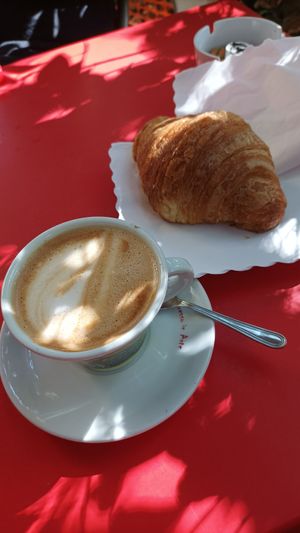 Cappuccino di soia e cornetto vegano at Caffe Trastevere in Rome
