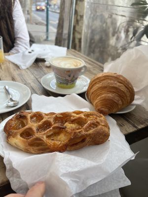 Vegan croissant and apricot pastry  at Caffe Trastevere in Rome