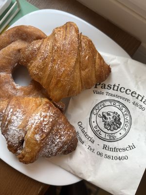 Cherry Jam Croissant , Plain Croissant & Donut  at Caffe Trastevere in Rome