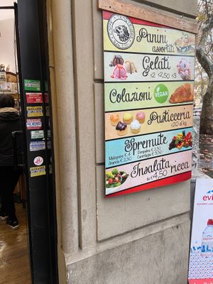 Exterior with vegan options detailed  at Caffe Trastevere in Rome