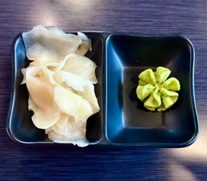 Pickled ginger and wasabi  at Mu-Kii  in Dubai