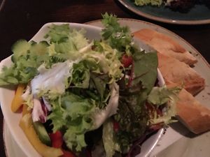 salad with bread at Stadtwirtschaft Freiberg in Freiberg Saxony