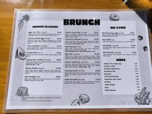 Food menu at Avodi Vegetarian & Cafe in Auckland