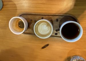 Coffee flight   at Avodi Vegetarian & Cafe in Auckland