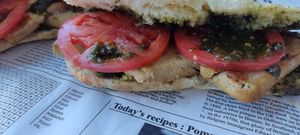 Caprese Tofu sandwich at Experimental station rainbow 12 in Bansko