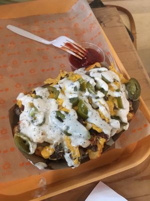 spicy special fries! at Next Level Burger in Bend