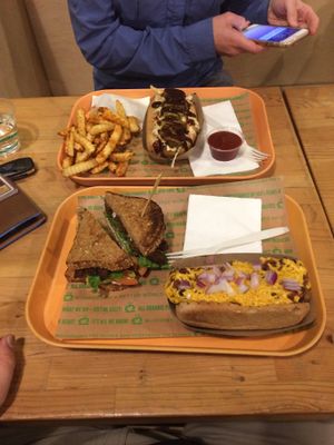 2 dogs and a blt at Next Level Burger in Bend