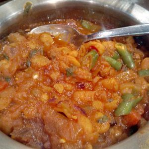 Chickpeas in masala sauce at Tharavadu in Leeds