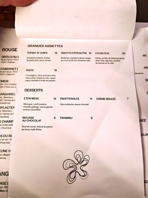 Great plates and dessert menu at Présent in Paris