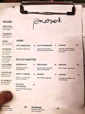 Apero and starters at Présent in Paris
