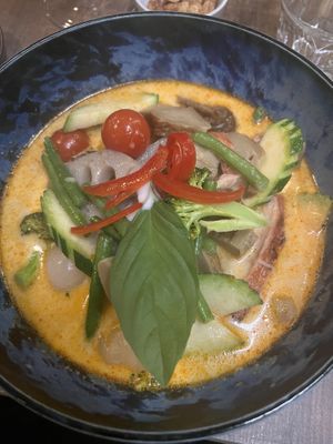 Red curry with fake duck  at Les Amants Verts in Paris