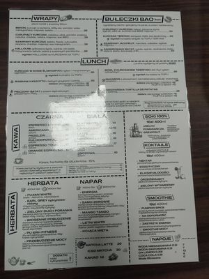 Menu at Fanaberia Gliwice in Województwo śląskie