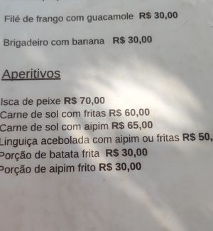 Menu at Restaurante Fofocaria Caraíva in Bahia