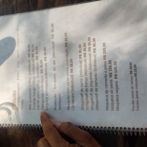 Menu at Restaurante Fofocaria Caraíva in Bahia