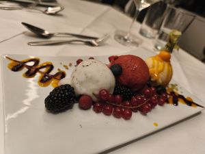 Improvised vegan dessert at Restaurant Tausend93 Im Seehotel Maria Laach in Rheinland-pfalz