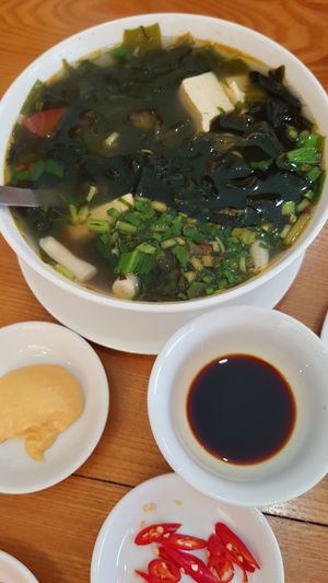 Wakame soup with tofu, tomato & herbs at Thien Truc in Hai Duong