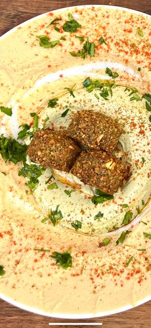 Hummus with falafel  at Paradiso Theater and Cafe in Ubud
