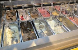 Helados veganos etiquetados, normalmente los 8 de la izquierda at Patti Gelateria Santo Domingo in Bolívar