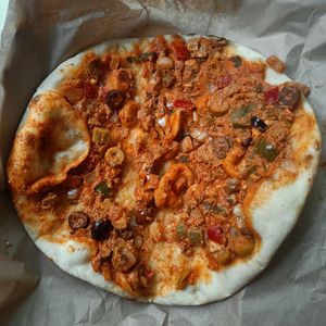 Bigggg tahini vegetable manoush at 1947 in Boronia