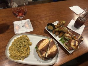 Burgers, Mac, and vegan wine!  at Elevated Eats 916 in Sacramento