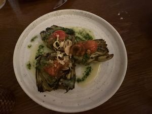 Vegan artichokes  at Meraki Greek Restaurant & Bar in London
