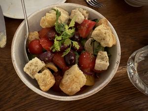 Vegan salad made with vegan cheese instead of regular cheese (ask for the vegan cheese)  at Meraki Greek Restaurant & Bar in London