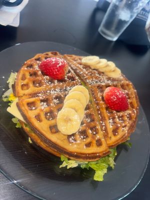 Tofu waffles   at Rinconcito Vegano in Bayamon